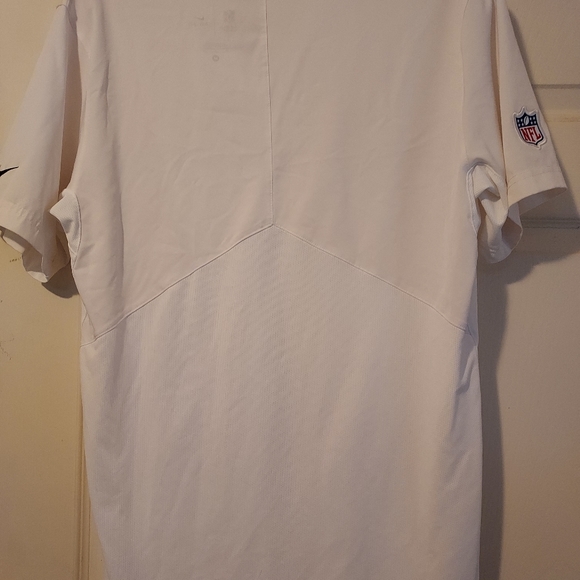 Nike DRI-FIT Raiders Polo Shirt Mens M White Gray Black Stripe Logo NFL On Field - Picture 7 of 13